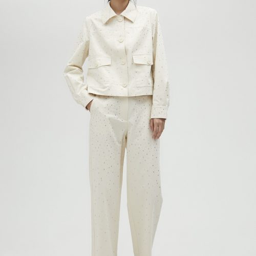 Denim Jacket With Rhinestone Detail