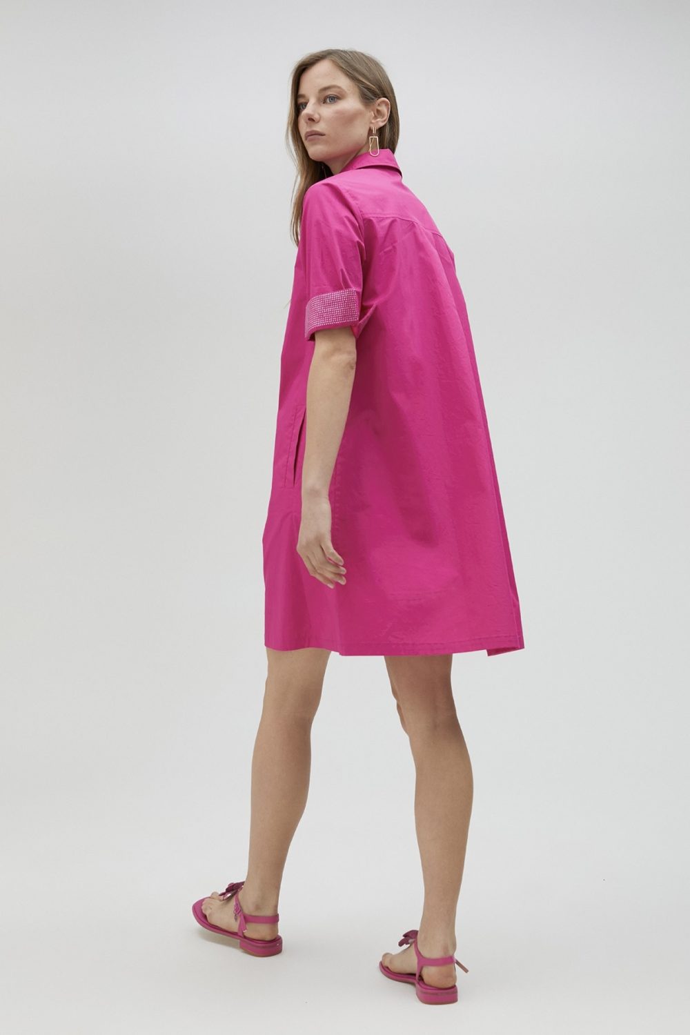 Poplin Dress With Rhinestone Details