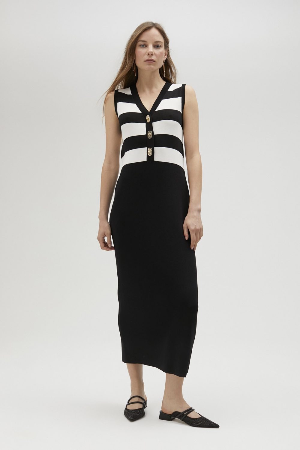 Black & White striped knit dress