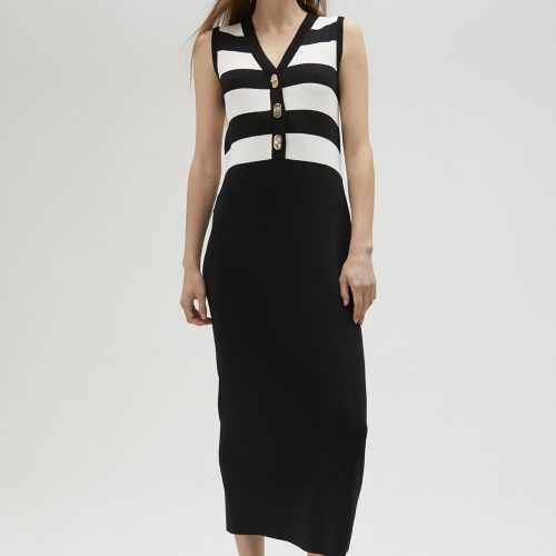 Black & White striped knit dress