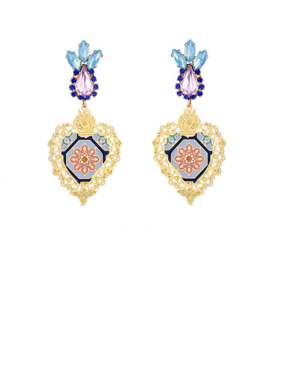 Maiolica Heart Celeste Earrings