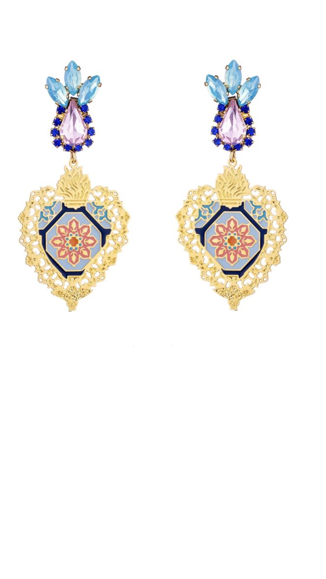 Maiolica Heart Celeste Earrings