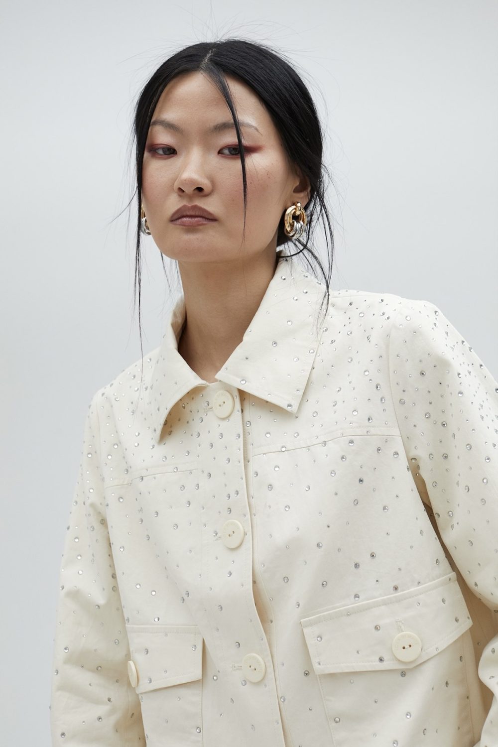 Denim Jacket With Rhinestone Detail