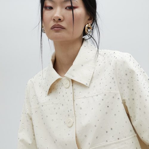 Denim Jacket With Rhinestone Detail