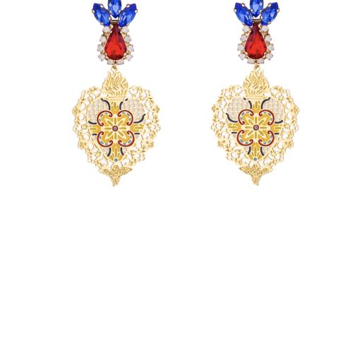 Maiolica Heart Giallo Earrings