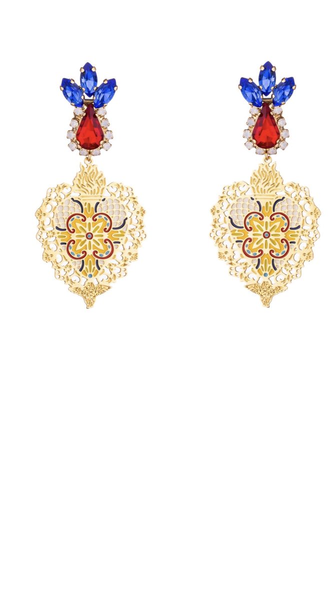 Maiolica Heart Giallo Earrings