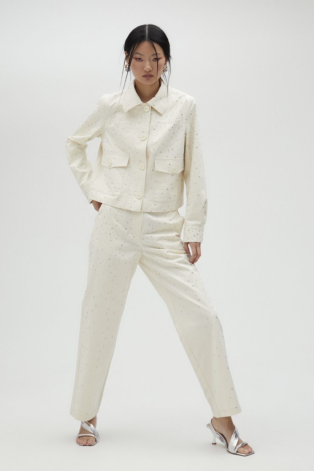 Denim Jacket With Rhinestone Detail