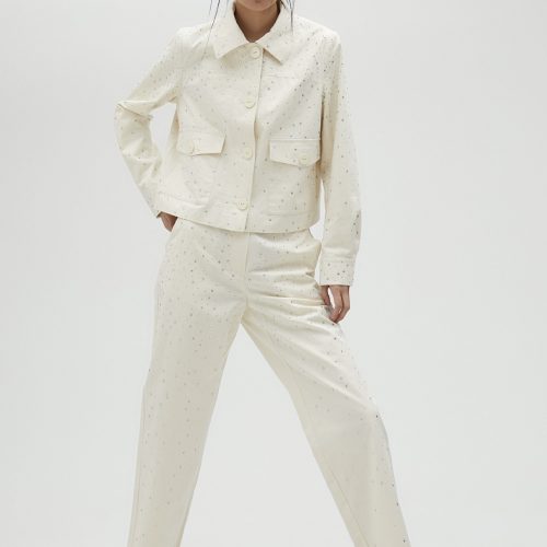 Denim Jacket With Rhinestone Detail