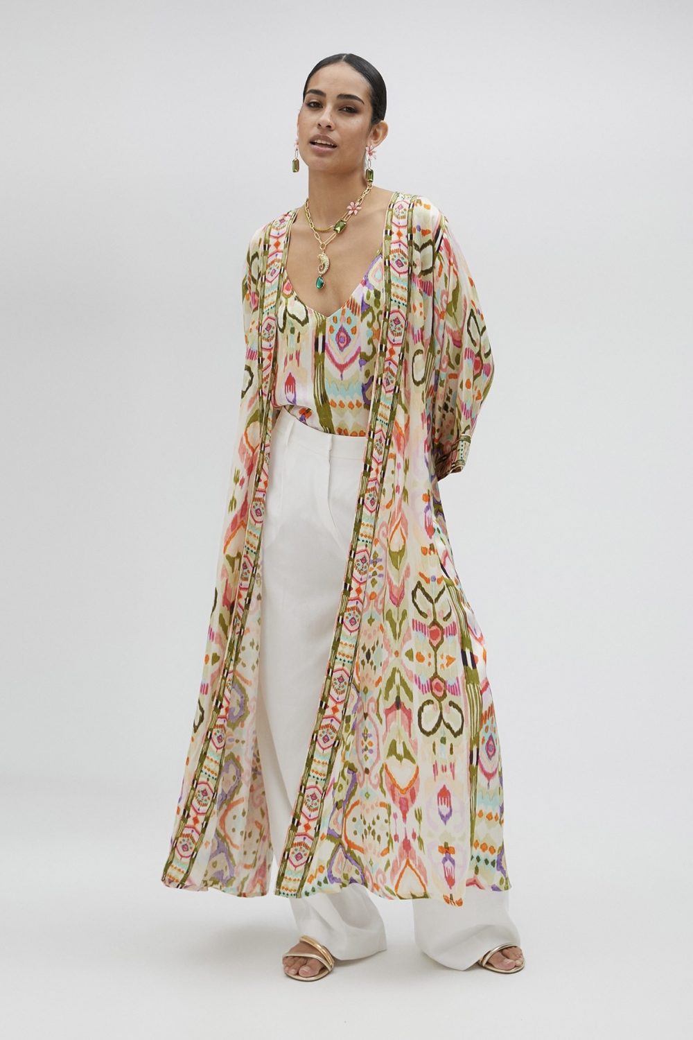 Printed Silky Japanese Kimono