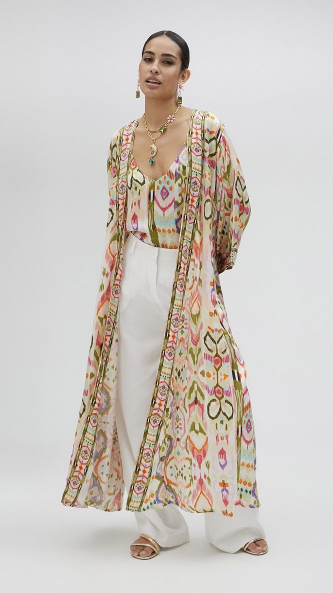 Printed Silky Japanese Kimono