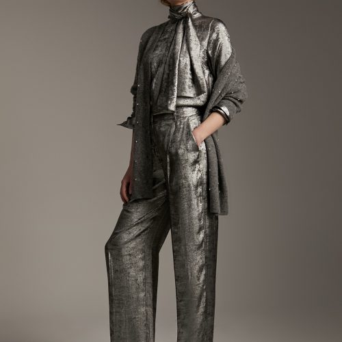 Laminated Straight-Leg Pants