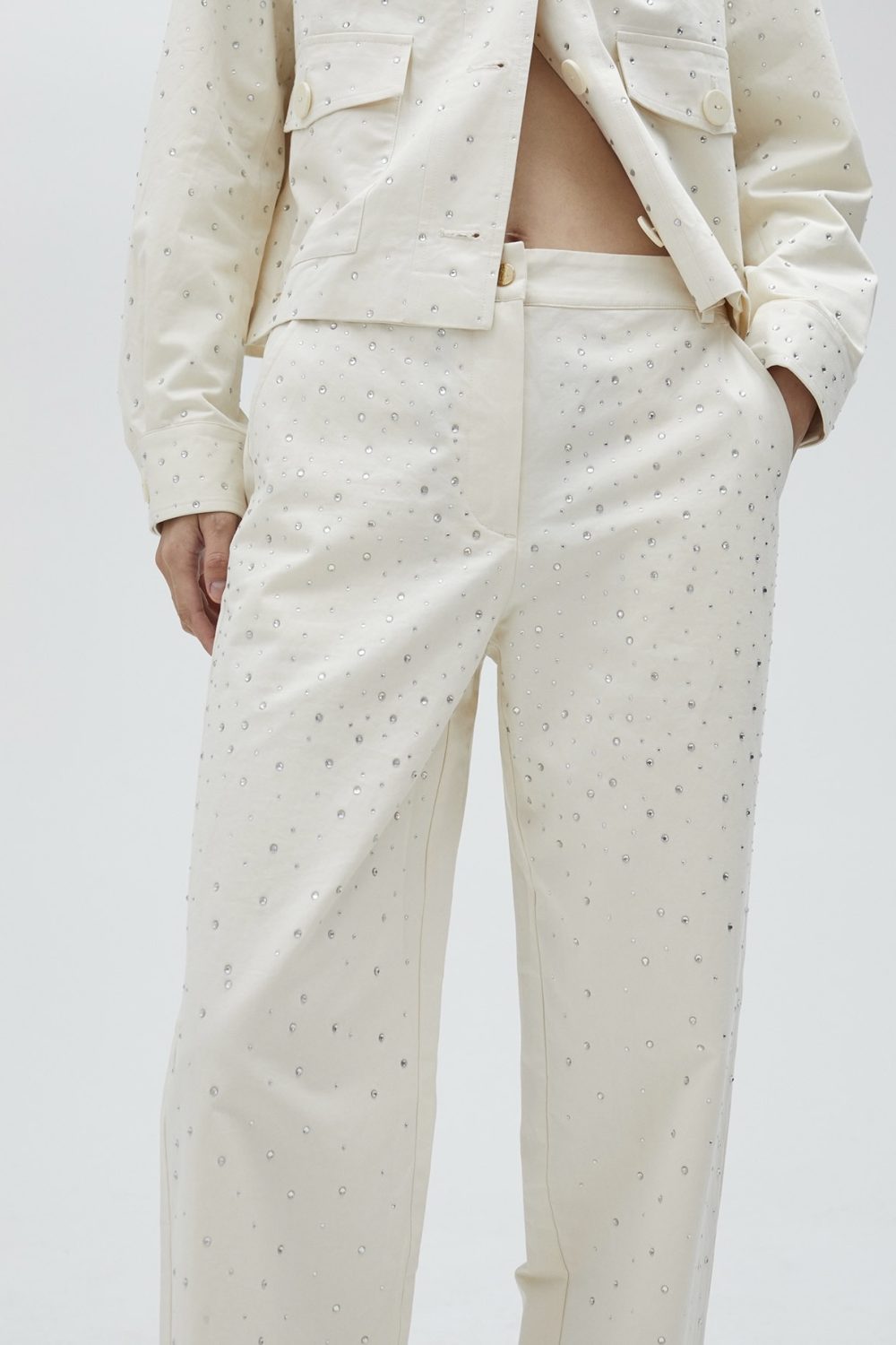 Rhinestone Detail Trousers