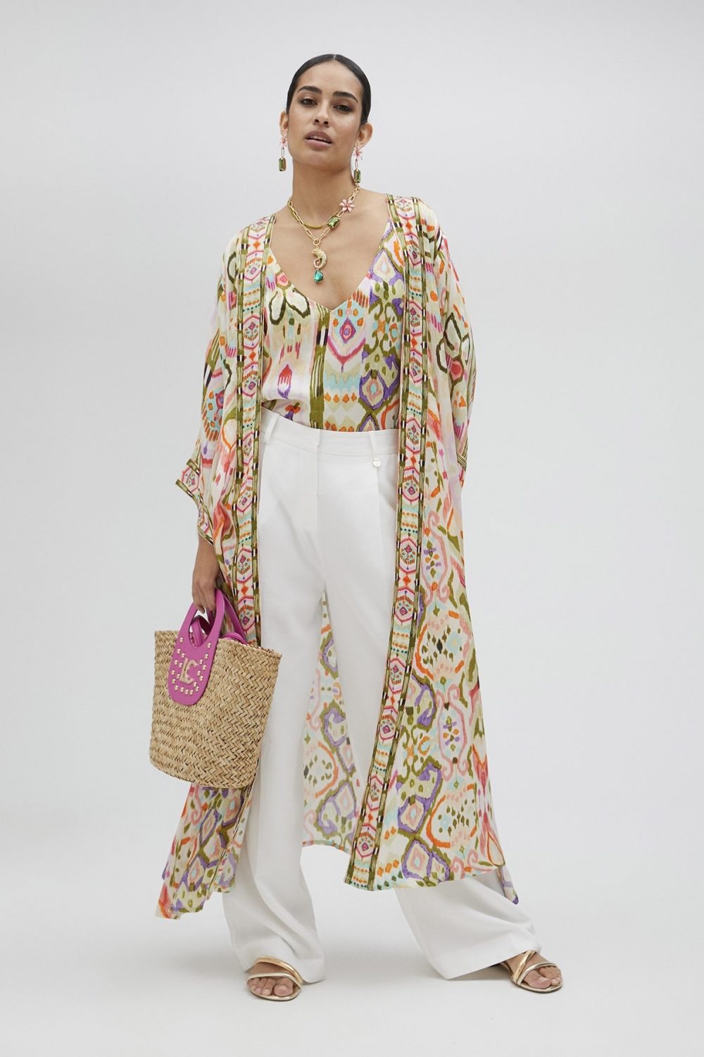 Printed Silky Japanese Kimono