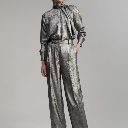 Laminated Straight-Leg Pants