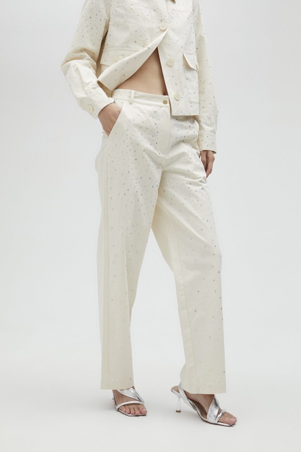 Rhinestone Detail Trousers