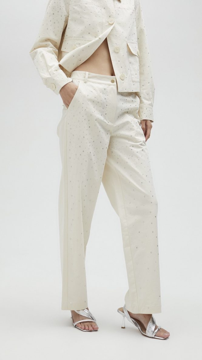 Rhinestone Detail Trousers