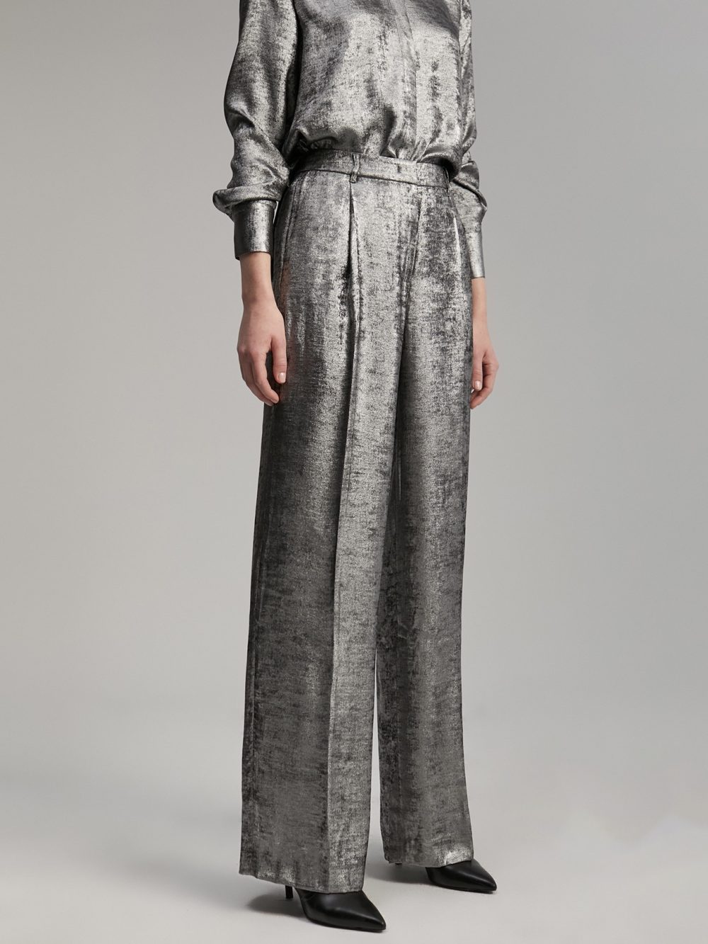 Laminated Straight-Leg Pants