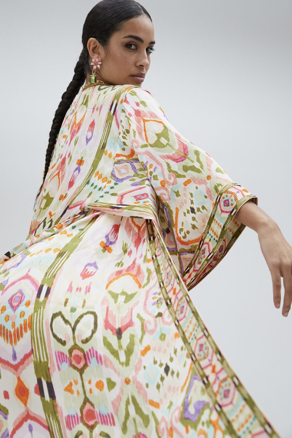 Printed Silky Japanese Kimono