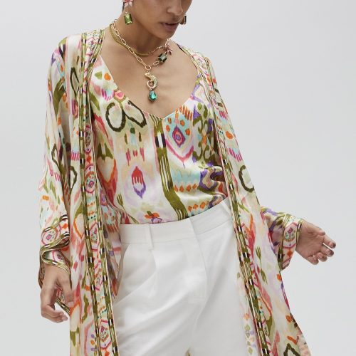 Printed Silky Japanese Kimono