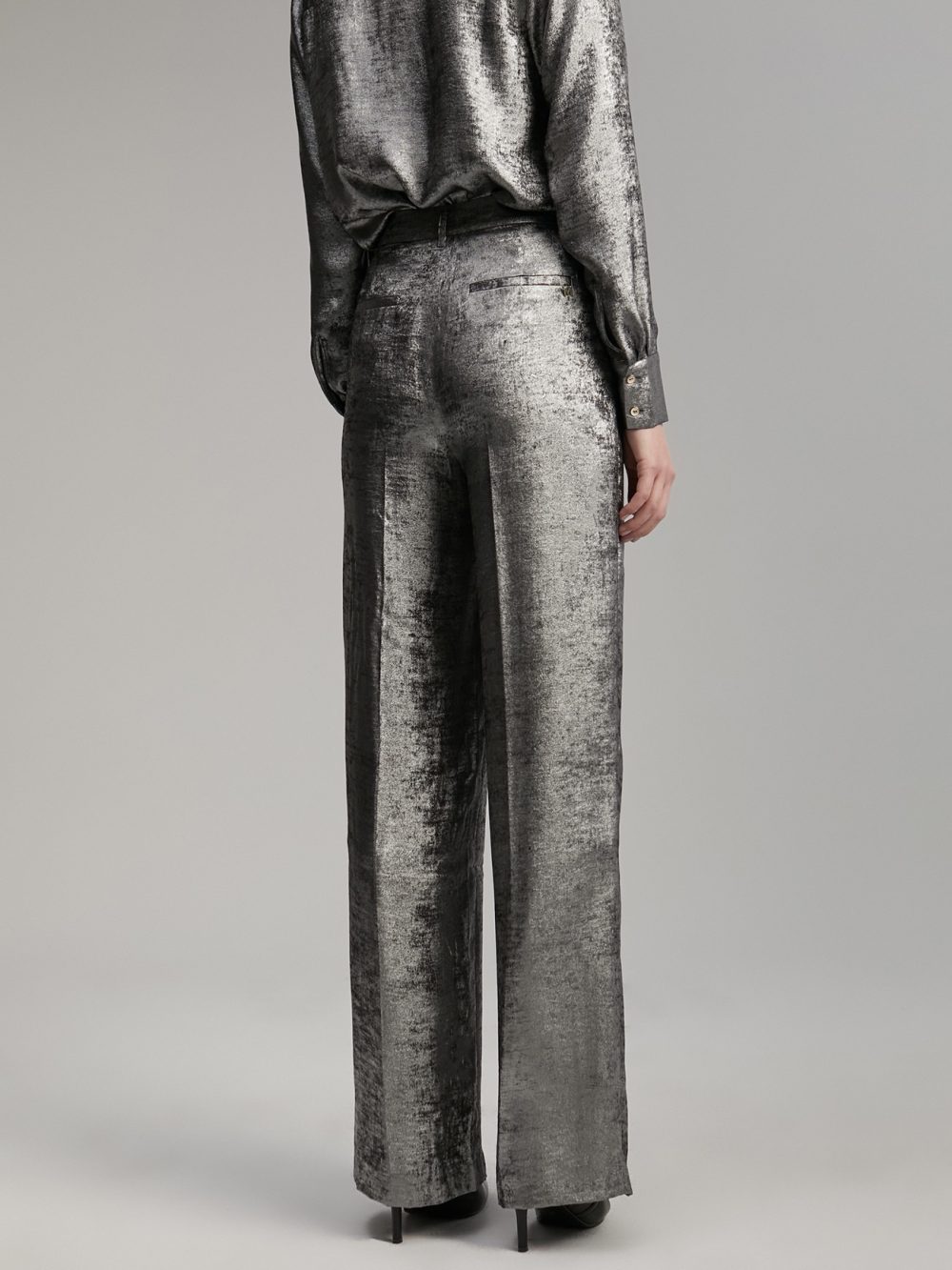 Laminated Straight-Leg Pants