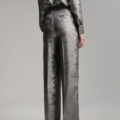 Laminated Straight-Leg Pants