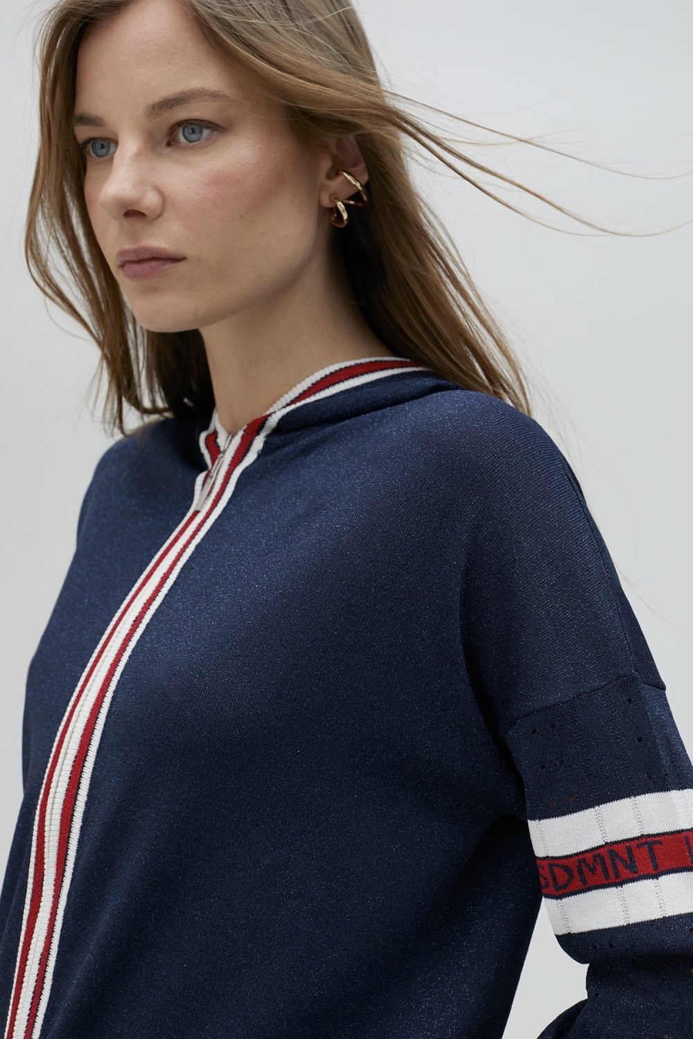 Sporty Stripe Knit Hoodie