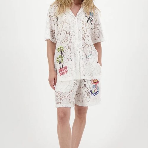 Lace Megan Shirt With Knit Collar