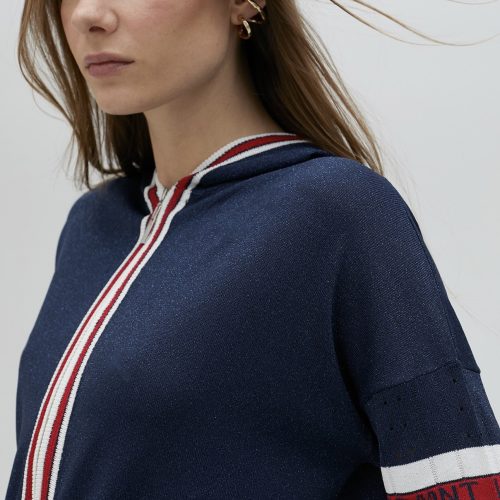 Sporty Stripe Knit Hoodie