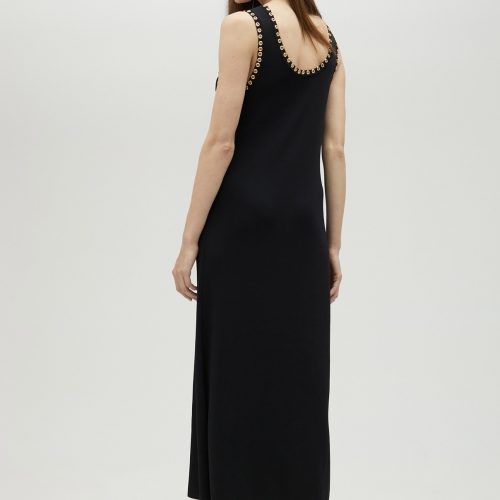 Gold Eyelet Black Knit  Dress