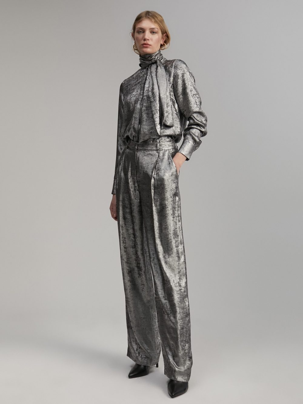 Laminated Straight-Leg Pants