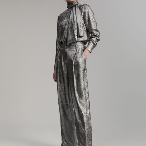 Laminated Straight-Leg Pants