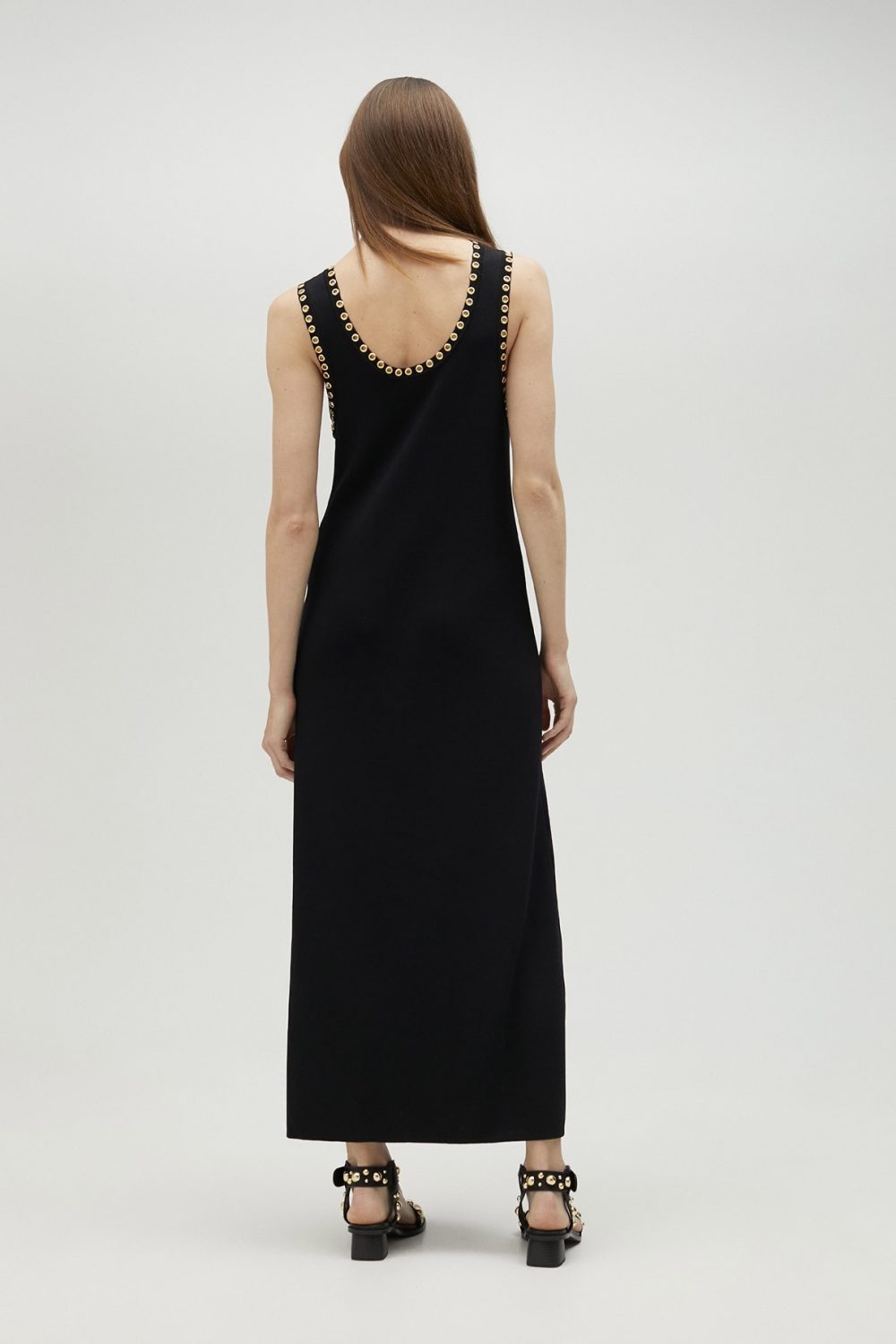 Gold Eyelet Black Knit  Dress