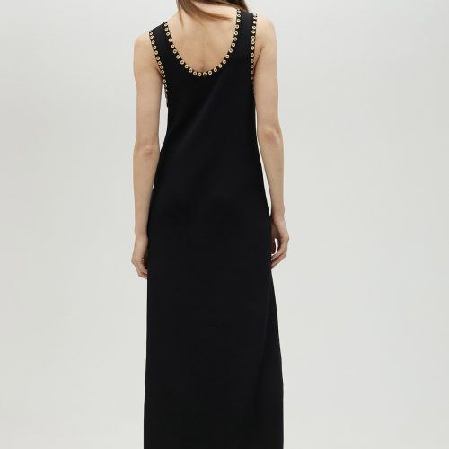 Gold Eyelet Black Knit  Dress