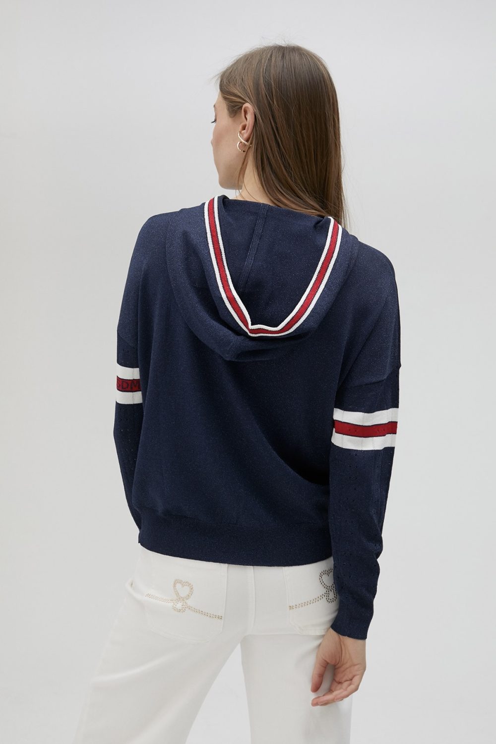 Sporty Stripe Knit Hoodie
