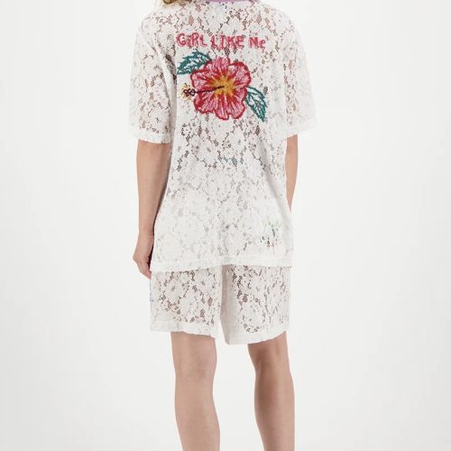 Lace Megan Shirt With Knit Collar