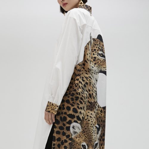 Long Shirt With Tiger Print On The Back