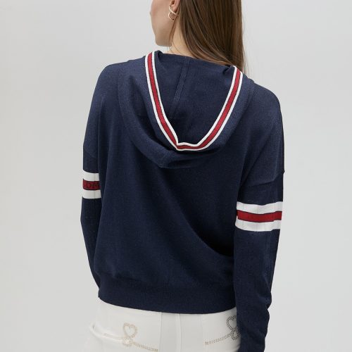 Sporty Stripe Knit Hoodie