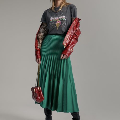 Pleated Green Skirt