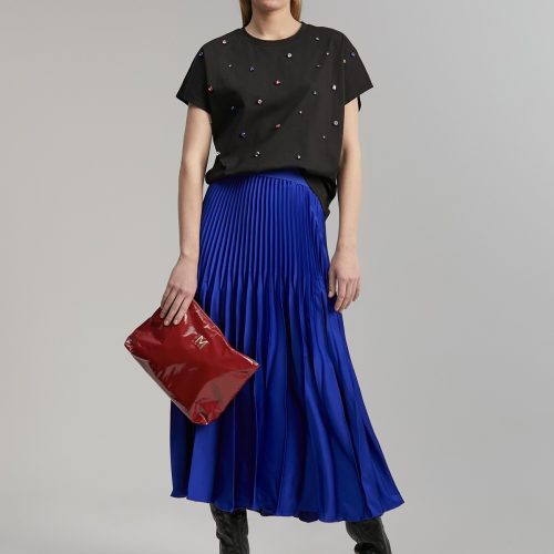 Blue Pleated Skirt