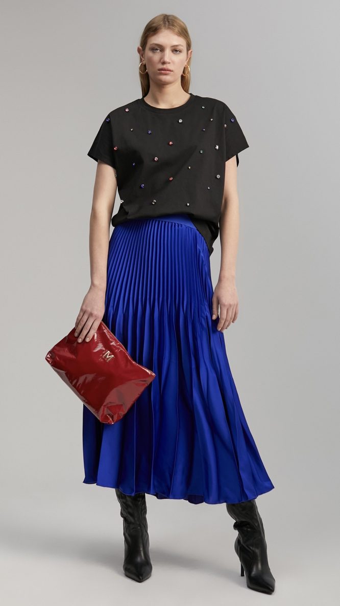 Blue Pleated Skirt