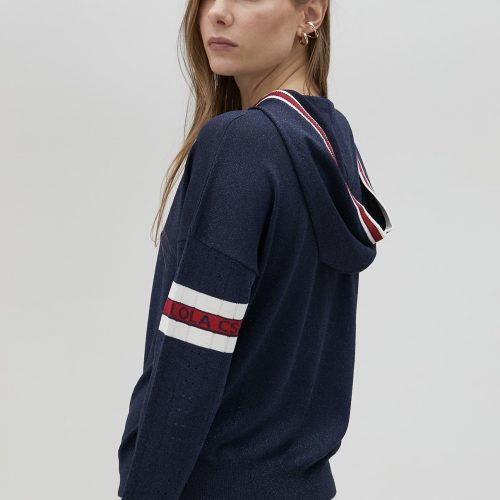 Sporty Stripe Knit Hoodie