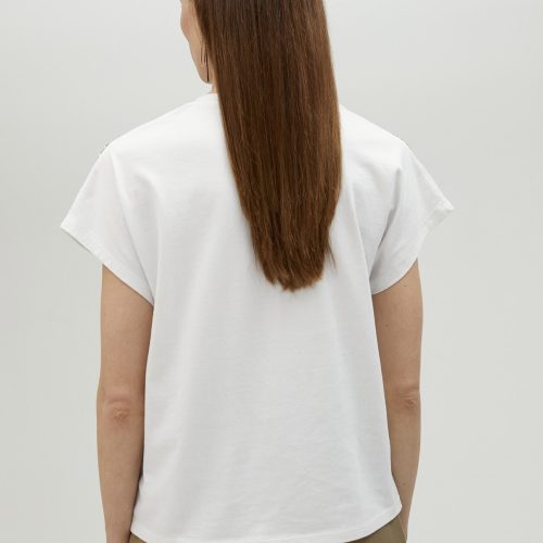 T-Shirt With Multicoloured Parrot Detail