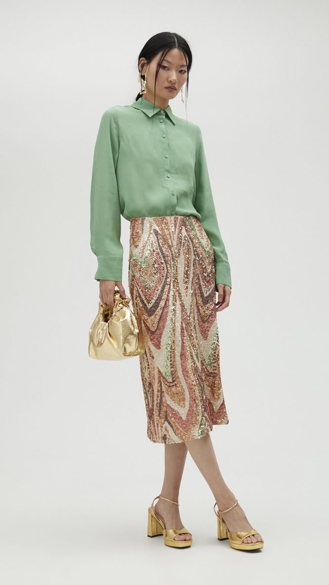 Stretch Sequinned Skirt