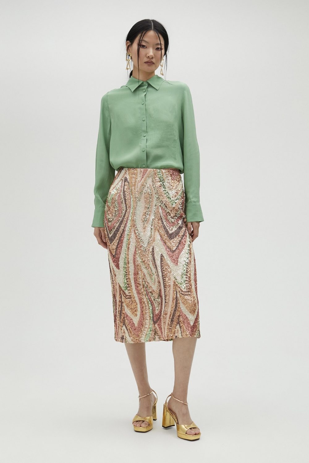 Stretch Sequinned Skirt