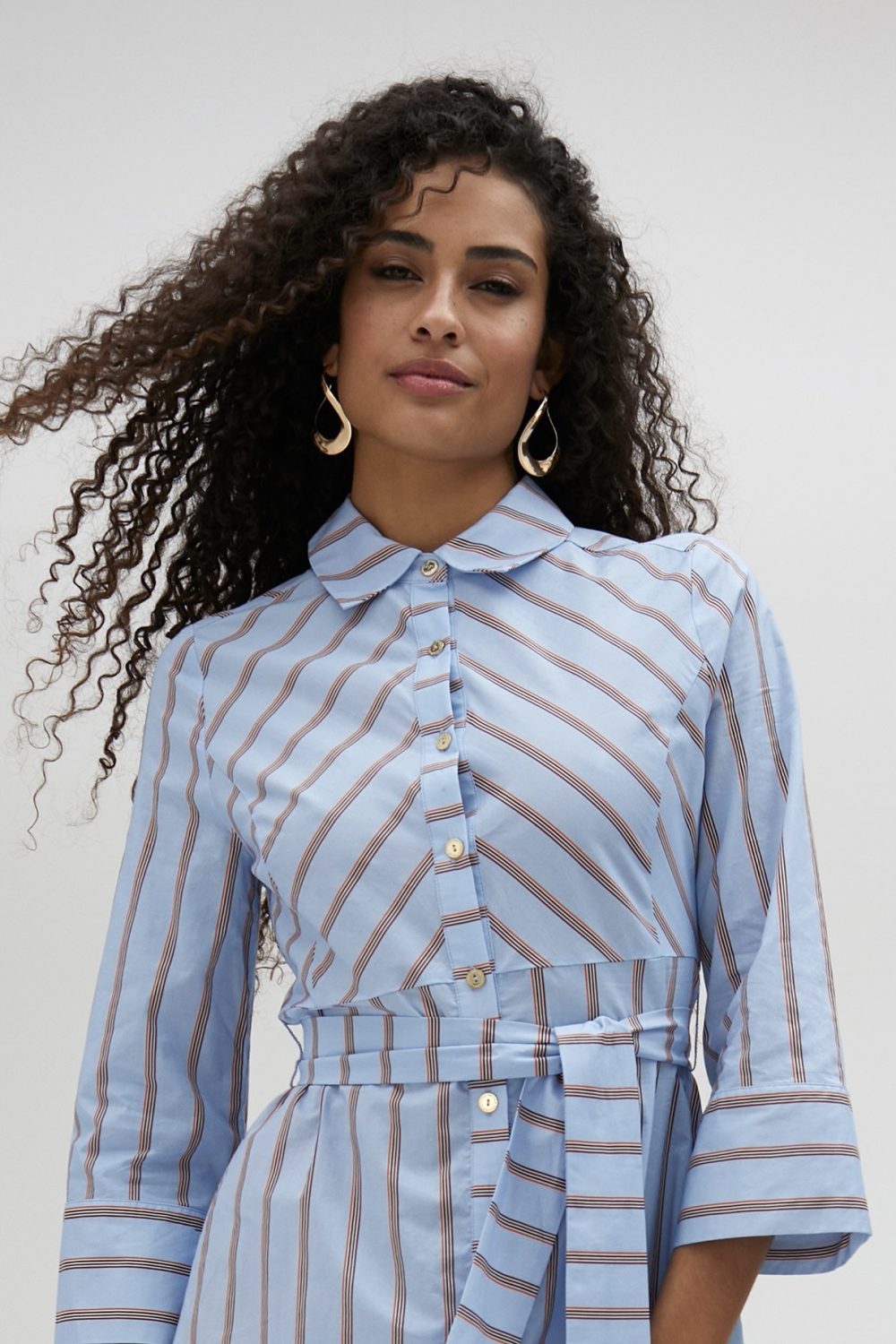 Poplin Long Striped Dress