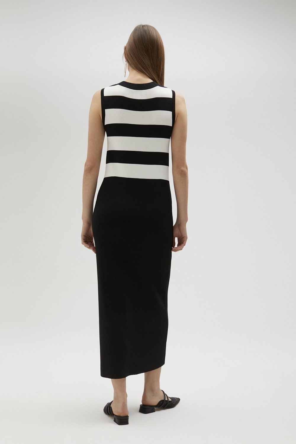 Black & White striped knit dress