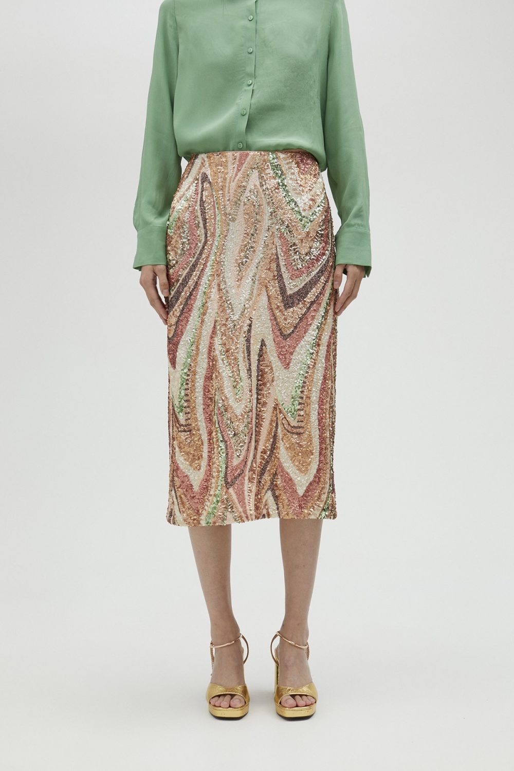 Stretch Sequinned Skirt