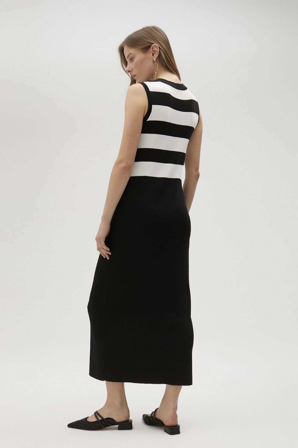 Black & White striped knit dress