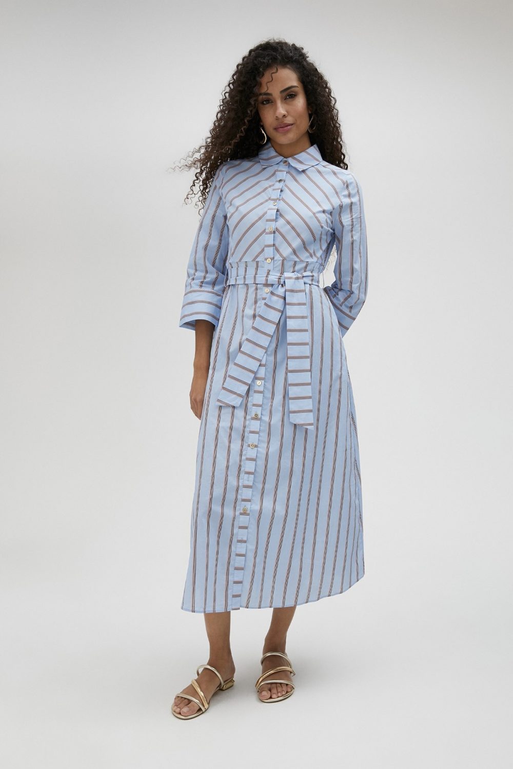 Poplin Long Striped Dress