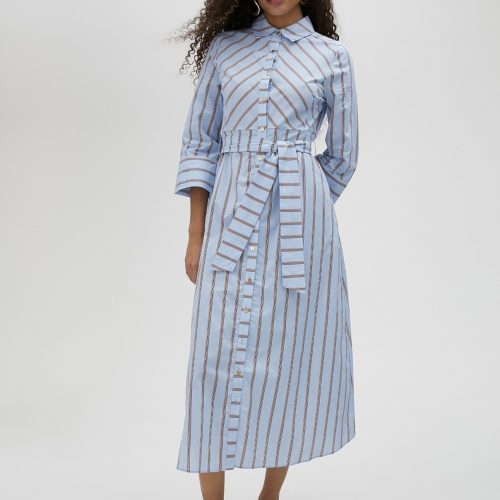 Poplin Long Striped Dress